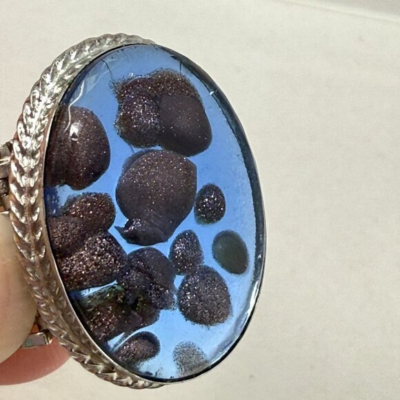 Dichroic Glass Cufflinks Light Blue Vintage Bubble Unique Round Men Formal Groom - Picture 6 of 9